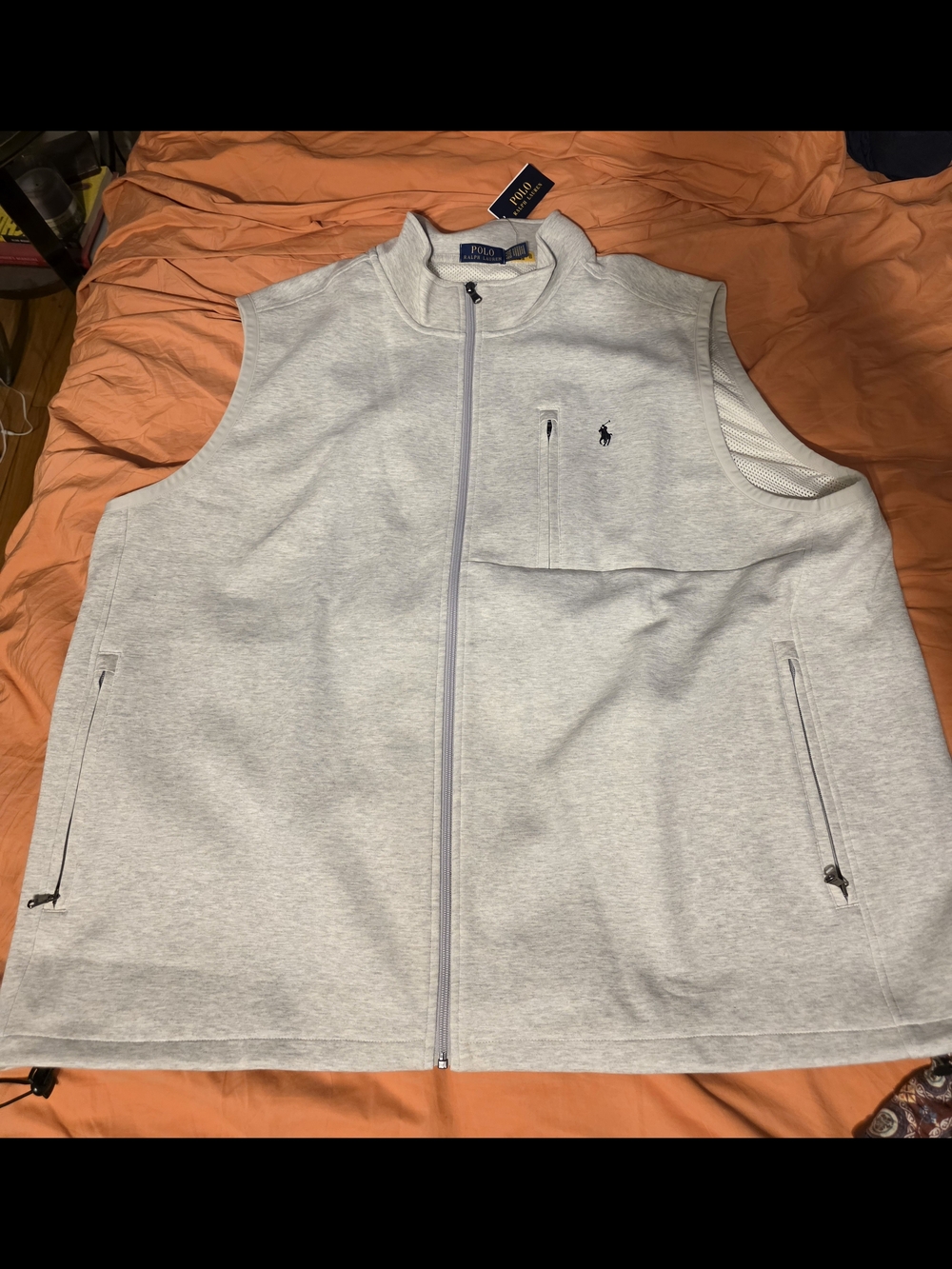 Polo by Ralph Lauren Men's Light Gray Full-Zip Vest